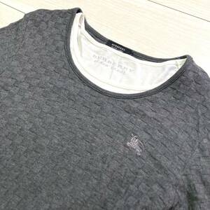 ★良好★お得！重ね着★バーバリーブラックレーベル トップス ロングTシャツ ニットシャツ アウター Burberry Black label Mサイズ グレー