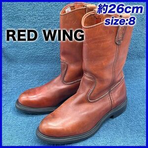 即決★RED WING 1104 サイド羽タグ 93年★26cm ペコスブーツ レッドウィング 8 3E 赤茶 レッドブラウン オロラセット スーパーソール