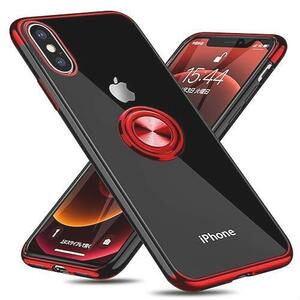 ★お得商品★ iPhone XS 用 ケース/iPhone X 用 ケース リング付き クリア 耐衝撃 スタンド機能 透明 TPU 車載ホルダー対応 落下防止