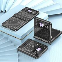 良品特価 全面保護ケース+強化ガラスフィルム+メッキフレーム+透明機甲風 Galaxy Z Flip3携帯, ヒンジ構造 手帳型 折り畳み_画像3