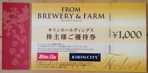 キリン 株主優待券 キリンシティ飲食1000円分 (2025.5迄) 送料63円