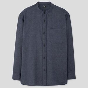 UNIQLO　ユニクロ　オーバーサイズフランネルスタンドカラーシャツ（長袖）ブルー