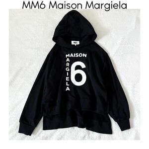 MM6 Maison Margiela エムエムシックス ブランドロゴ長袖フーディー　ブラック 黒 パーカー　16Y