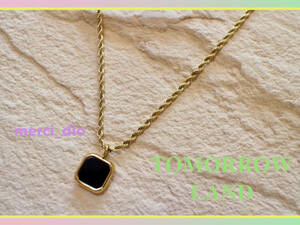  Tomorrowland TOMORROWLAND Gold Cross chain black parts square necklace new goods unused Deuxieme Classe 