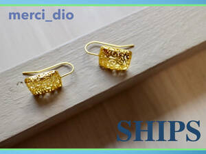  Ships SHIPS Gold color race design hook earrings oke- John new goods unused Waia Pal tomon Deuxieme Classe 