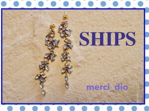  Ships SHIPS rhinestone leaf flower long earrings clear Gold color oke- John new goods unused wai Tomorrowland 