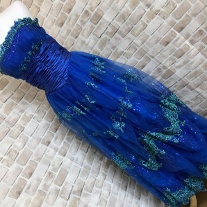e30053■Mei Mei ロングドレス 衣装 ブルー チュール スパンコール Mの画像1