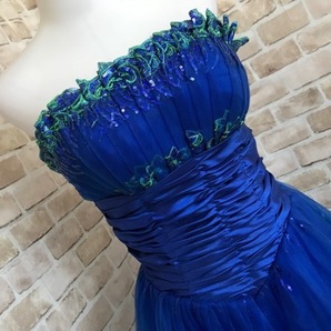 e30053■Mei Mei ロングドレス 衣装 ブルー チュール スパンコール Mの画像2