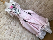 f15005■ロングドレス　衣装　コスプレ　ピンク　フリル　レース　ビックリボン　LL_画像1