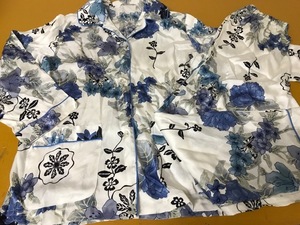 f30128◎シルク　花模様　パジャマ　レディース　M