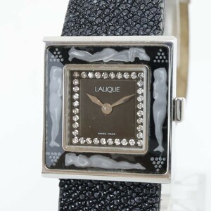 2405-545 ルネラリック クオーツ 腕時計 LALIQUE ストーン装飾 純正 ガルーシャベルト エイ革