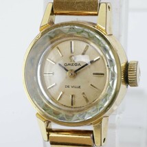 2405-548 オメガ 手巻き式 腕時計 OMEGA デビル 金色 カットガラス メッシュブレス_画像1