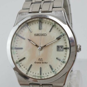 2405-574 Seiko GS Grand Seiko 8N65 9000 quarts wristwatch date silver color original belt 