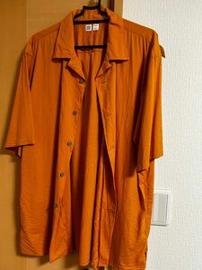 シャツ オープンカラー 半袖シャツ オレンジ
