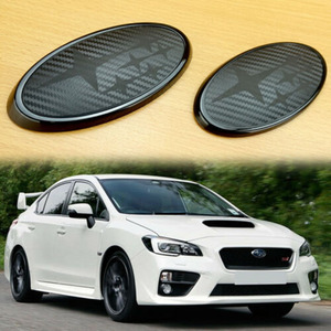 [在庫品] スバル WRX STI WRX S4 レヴォーグ 2014-2017前期 フロント リア エンブレム セット カーボン調 黒 6連星