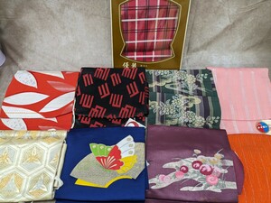 二部式帯 9組 簡単帯 軽装帯 着物帯 帯 和装小物 着付け まとめ売り 花柄 和柄 レトロ柄 リメイク 材料 ハンドメイド 素材 中古品 奈良発