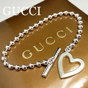 新品仕上 グッチ GUCCI Gロゴ ハート ボールチェーン ブレスレット バングル シルバー 925