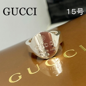 新品仕上 グッチ GUCCI ロゴ プレート リング 指輪 シルバー 925 15号