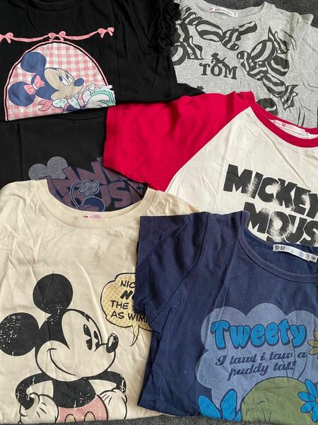 【ディズニー】140cm Disney 半袖Tシャツ Tシャツ ミッキー カラーMIX キャラクター　6枚セット　UNIQLO 