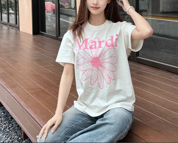 韓国　Mardi Mercrediマルディメクルディ Tシャツ　ホワイトピンク