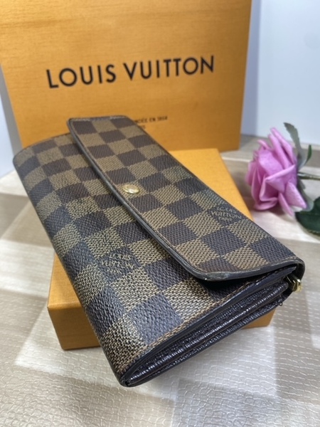 LOUIS VUITTON/ルイヴィトン ダミエ　ポルトフォイユサラ　 二つ折り　長財布　ブラウン　M61734　中古　送料無料　匿名発送