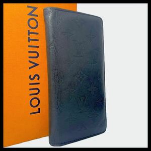 ★【極美品/現行モデル/IC搭載】★ Louis Vuitton ルイヴィトン ポルトフォイユ ブラザ モノグラム シャドウ ノワール 黒 長財布 LV