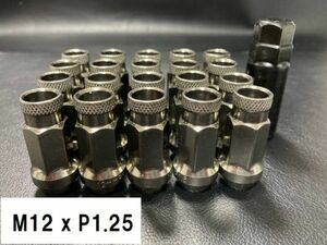 送料無料■即決 M12 P1.25 貫通 ガンメタ スチールナット ホイールナット 20個 48mm レーシング ナット 17HEX 日産 スバル スズキ