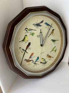 QUARTZ クォーツ 鳥のさえずり 掛時計 掛け時計 鳥の鳴き声 壁掛け時計 野鳥 クロック 直径32cm レトロ 当時物