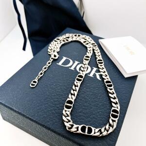 【美品】ディオール dior CD ネックレス シルバー メンズ SB46 DIOR HOMME ICON チェーンリンク アクセサリー レディース