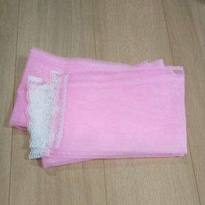 中古美品 子供服 子供用浴衣 兵児帯 へこ帯 りぼん リボン フリル レース ピンク色