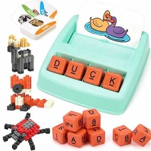 知育玩具 モンテッソーリ ブロック ナンバー ゲーム カード形状 図形 単語