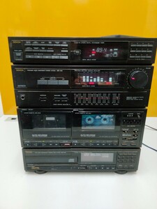 Ｗ508 通電確認 DENON デノン ミニコンポ D-555 CD CD/TUNER/TAPE/DAT/CD-V ダブルカセット