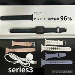Apple Watch Series 3（GPSモデル）38mm スペースグレイアルミニウムケース と ブラックスポーツバンド 