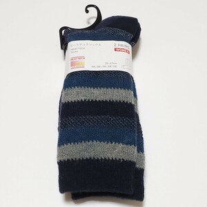 UNIQLO ユニクロ WOMEN ヒートテックソックス ボーダー柄 サイズ25～27ｃｍ　2足セット　タグ付き未使用品