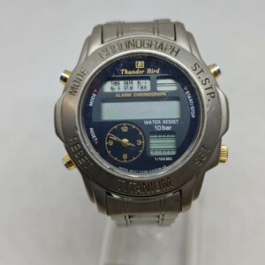 ジャンク品 CITIZEN シチズン Thunder Bird サンダーバード クォーツ アナデジ クロノグラフ メンズ　 チタン 腕時計 CC85-A42586　ま