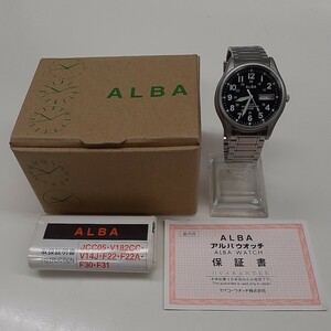 SEIKO Seiko ALBA Alba solar SOLAR V158-0AX0 wristwatch box instructions written guarantee attaching . Junk .