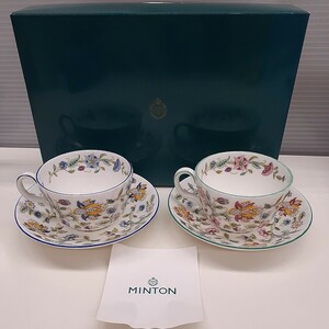  unused MINTON Minton HADDON HALL BLUE is Don hole blue cup & saucer 2 customer tableware box attaching .