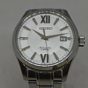 ◆セイコー SEIKO◆プレサージュ 6R15-02F0 自動巻き オートマチック 腕時計 メンズ ウォッチ シルバー文字盤 SS デイト 裏スケ　エ