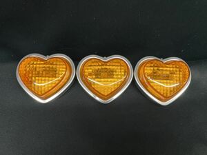 S100ハート型マーカーランプ 橙 アンバー オレンジ 3個 耐熱プラスチックレンズ製 ハートマーカー 板橋用品製作所　IS製　国産　プラレンズ