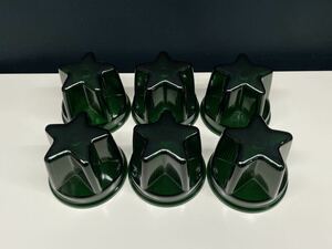 NEWスターマーカーレンズ　6個　緑　グリーン　星形マーカー　レトロ　デコトラ　アート　バスマーカー ガラス 星型 アートステンレス ASC