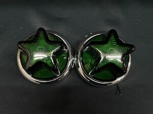 NEWスターマーカーセット　2個　緑　グリーン　星形マーカー　レトロ　デコトラ　アート　バスマーカー ガラス 星型 アートステンレス ASC