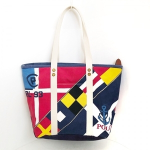  Polo Ralph Lauren POLObyRalphLauren tote bag - canvas ivory × dark navy × multi bag 