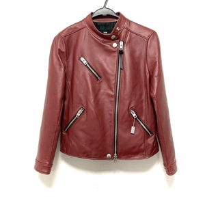  Coach COACH rider's jacket - red lady's long sleeve / leather / spring / autumn beautiful goods jacket 