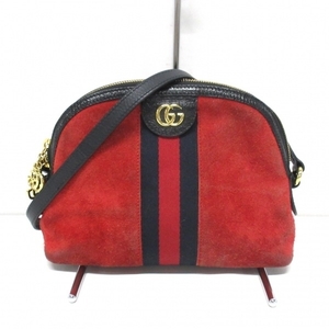 グッチ GUCCI ショルダーバッグ 499621 GGマーモント スエード×レザー レッド×黒 バッグ