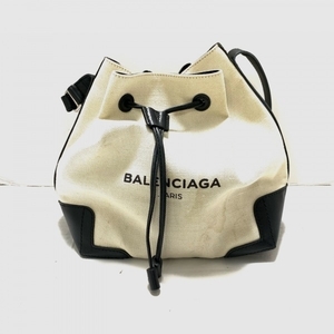 バレンシアガ BALENCIAGA ショルダーバッグ 409000 ネイビーバケット キャンバス×レザー 白×黒 バッグ