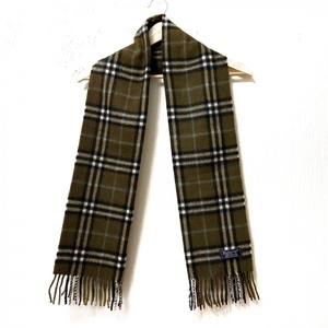  Burberry zBurberry's - кашемир темно-коричневый × чёрный × голубой в клетку muffler 