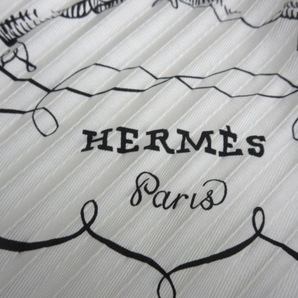 エルメス HERMES カレプリセ アイボリー×黒 L'ART D'ECRIRE 新品同様 スカーフの画像5
