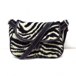 avake-shonA VACATION shoulder bag - Jaguar do× leather black × ivory Zebra pattern bag 