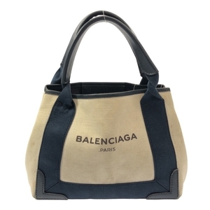 バレンシアガ BALENCIAGA トートバッグ 390346 ネイビーカバXS キャンバス×レザー アイボリー×ネイビー バッグ