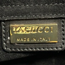 イアクッチ IACUCCI ハンドバッグ スエード 黒×ゴールド バッグ_画像8